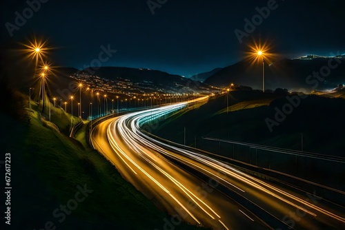 night traffic on the highway © aimenyounas