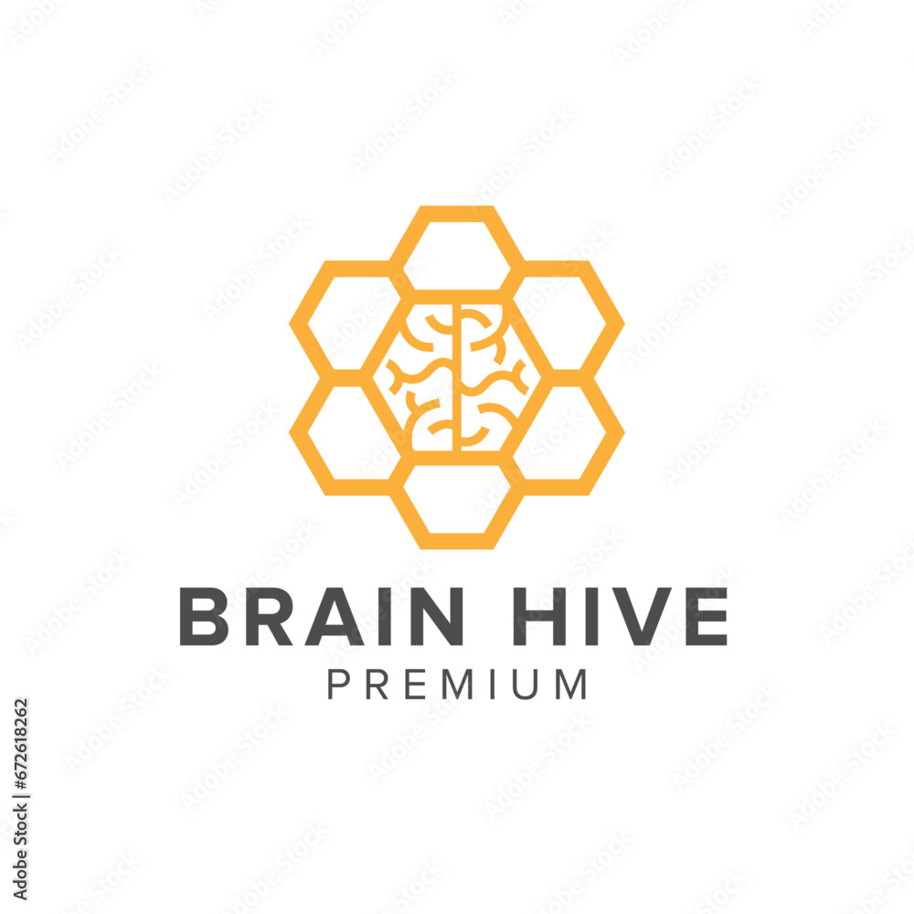 brain hive logo vector icon illustration brain hive logo vector icon illustration