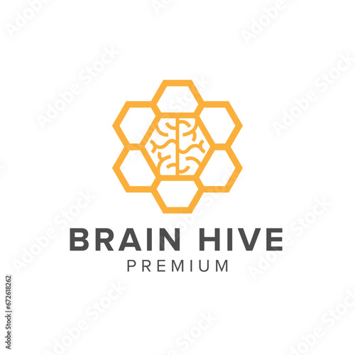 brain hive logo vector icon illustration