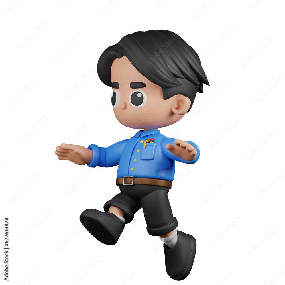 3d Character Teacher Jumping Pose. 3d render isolated on transparent backdrop. 3d Character Teacher Jumping Pose. 3d render isolated on transparent backdrop.