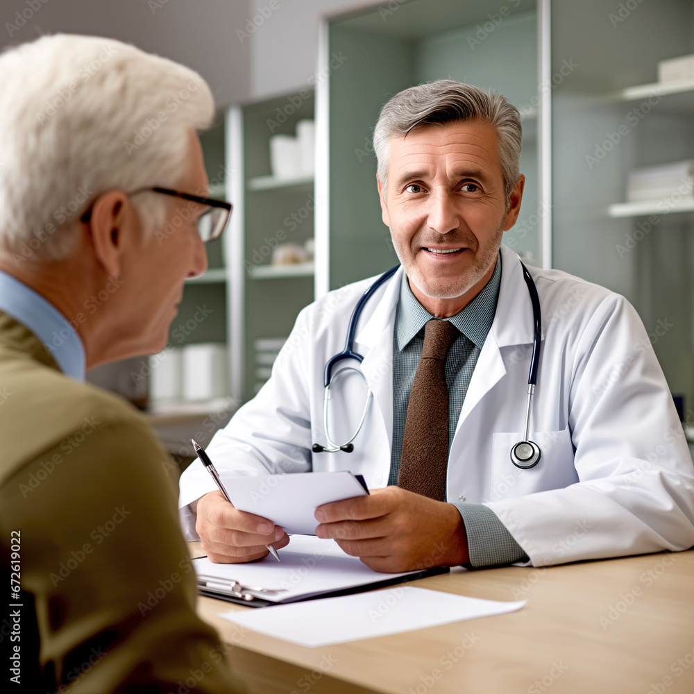 MATURE MALE DOCTOR TALKING TO A PATIENT. legal AI MATURE MALE DOCTOR TALKING TO A PATIENT. legal AI