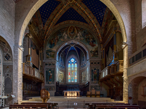 The gothic styled church of Mariano e Giacomo, cathedral of the medieval town of Gubbio in Umbria, Italy