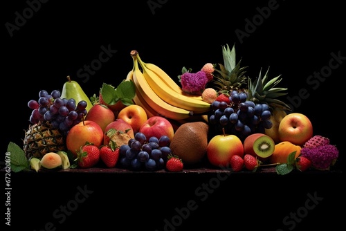 Arrangement of diverse fruits. Generative AI