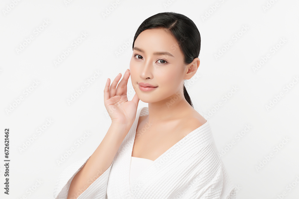 Beautiful young asian woman with clean fresh skin on white background, Face care, Facial treatment, Cosmetology, beauty and spa, Asian women portrait. Beautiful young asian woman with clean fresh skin on white background, Face care, Facial treatment, Cosmetology, beauty and spa, Asian women portrait.