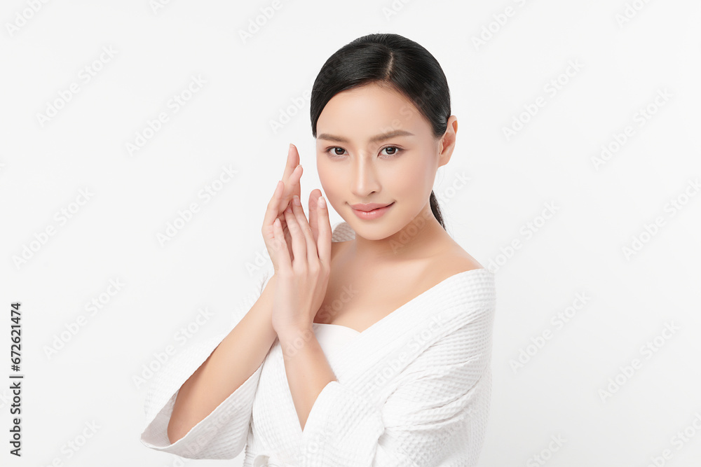 Beautiful young asian woman with clean fresh skin on white background, Face care, Facial treatment, Cosmetology, beauty and spa, Asian women portrait. Beautiful young asian woman with clean fresh skin on white background, Face care, Facial treatment, Cosmetology, beauty and spa, Asian women portrait.