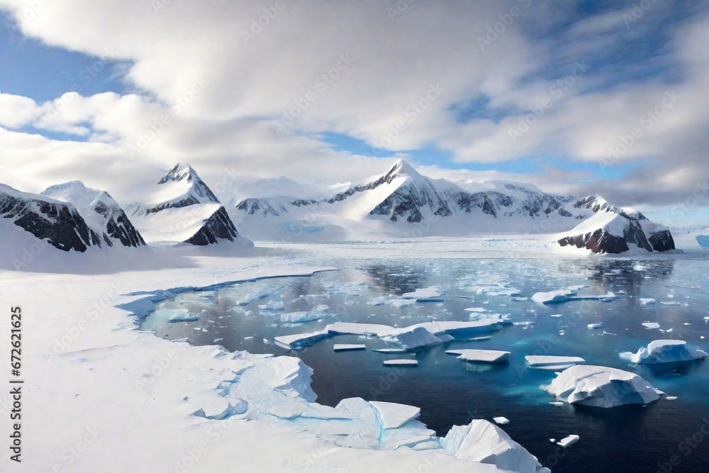  antarctica incredible landscape view. Created using generative AI tools