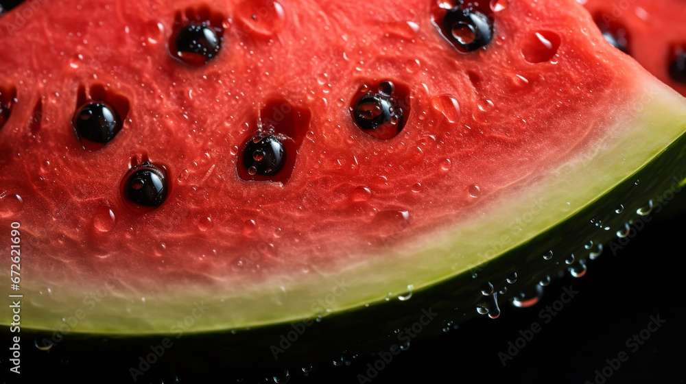 FRESH WATERMELON SLICE CLOSE-UP, MACRO, HORIZONTAL IMAGE. legal AI FRESH WATERMELON SLICE CLOSE-UP, MACRO, HORIZONTAL IMAGE. legal AI