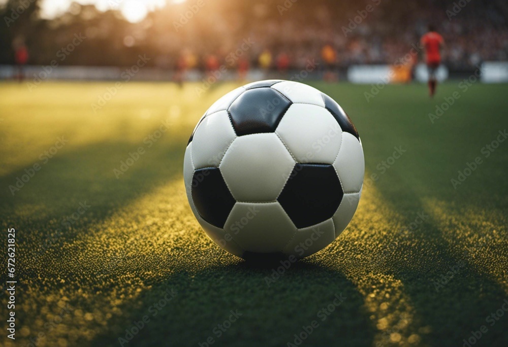 Fototapeta premium a soccer ball sitting on top of a lush green field