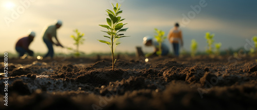 reforestation concept planting new trees sapling concept of Sustainability  photo
