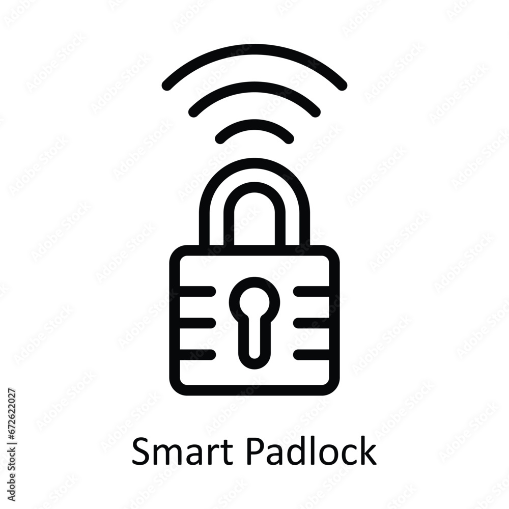 Smart Padlock vector outline Design illustration. Symbol on White background EPS 10 File Smart Padlock vector outline Design illustration. Symbol on White background EPS 10 File