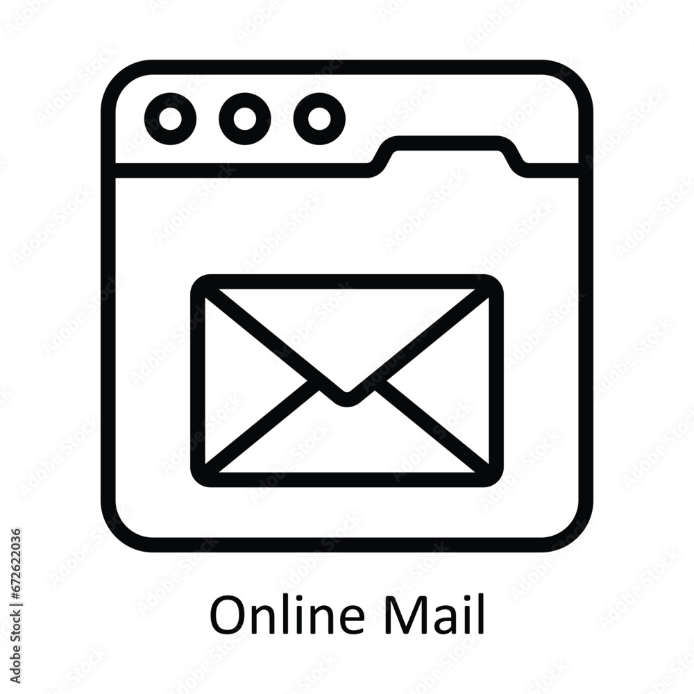 Online Mail vector outline Design illustration. Symbol on White background EPS 10 File Online Mail vector outline Design illustration. Symbol on White background EPS 10 File