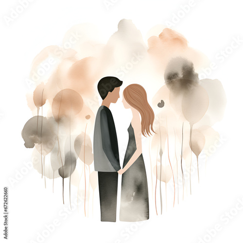 Waterrcolor illustration of love photo