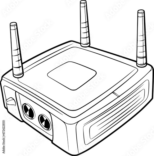 outline illustration of wifi router for coloring page