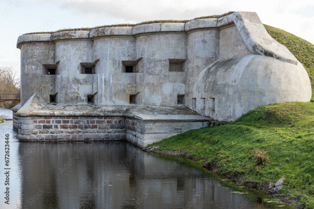 old unused concrete fortifications of the first World War, fort fortresses