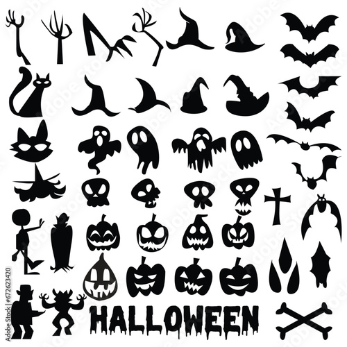set of silhouettes of Halloween . Vector illustration design