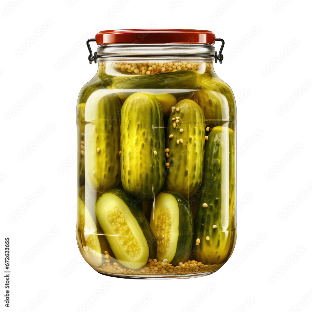 Jar of Pickles Tightly Sealed Isolated on Transparent or White Background, PNG Jar of Pickles Tightly Sealed Isolated on Transparent or White Background, PNG