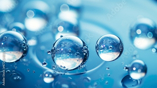 Water Bubbles Motion Blur Panorama for Web Banner, Freshwater Drops Background