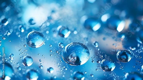 Water Bubbles Motion Blur Panorama for Web Banner, Freshwater Drops Background