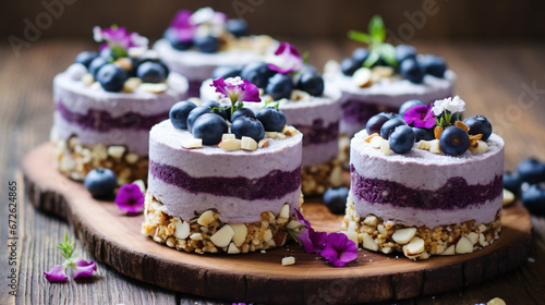 Vegan mini blueberry ring cakes