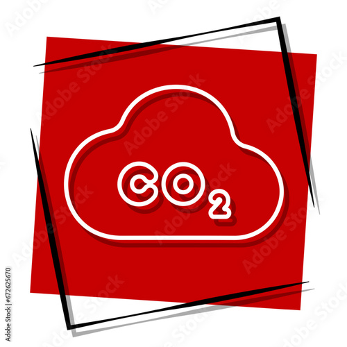 CO2 red banner in frame. Vector illustration.