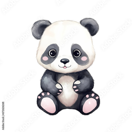 watercolor cute panda animals  watercolor illustration