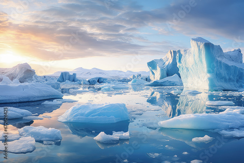 dramatic melting of glaciers and polar ice caps due to rising temperatures