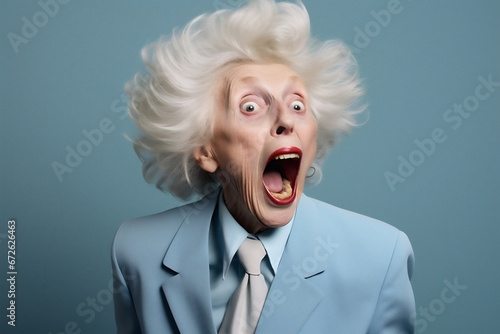 Scream female person expression portrait hair women face