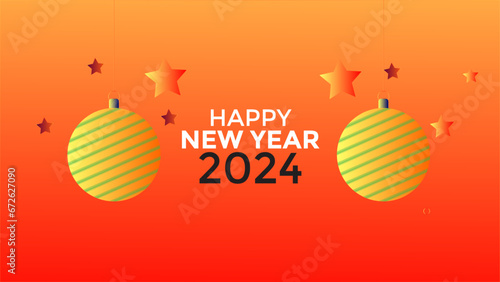 Happy new year 2024 celebration abstract background gradient colour vector illustration