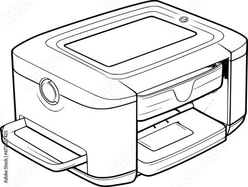 outline illustration of printer for coloring page