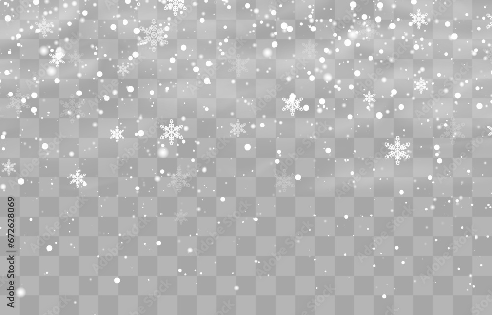 Christmas snow. Falling snowflakes on png background. Vector heavy snowfall. White snowflakes flying in the air. Snow flakes, snow and blizzard. Vector illustration isolated on transparent. Christmas snow. Falling snowflakes on png background. Vector heavy snowfall. White snowflakes flying in the air. Snow flakes, snow and blizzard. Vector illustration isolated on transparent.