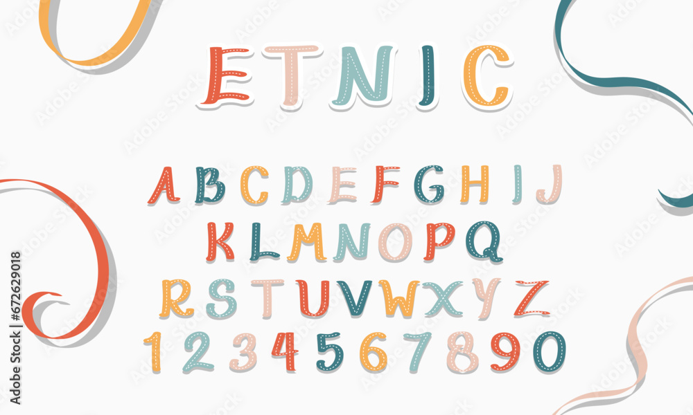 Vector font and alphabet. display kids font, Abc, english letters and