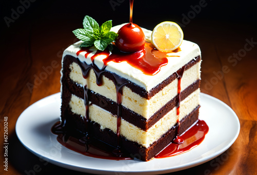 Slice chocolate cheesecake....