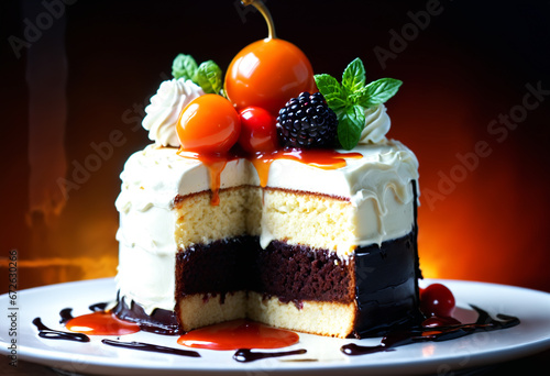 Slice chocolate cheesecake....