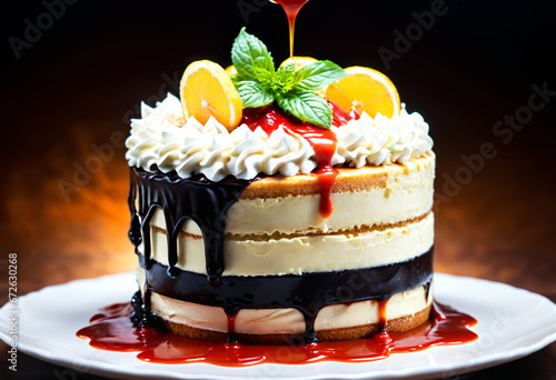Slice chocolate cheesecake....