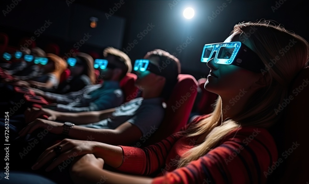 A Captivated Audience Watching a 3D Movie on the Big Screen A Captivated Audience Watching a 3D Movie on the Big Screen