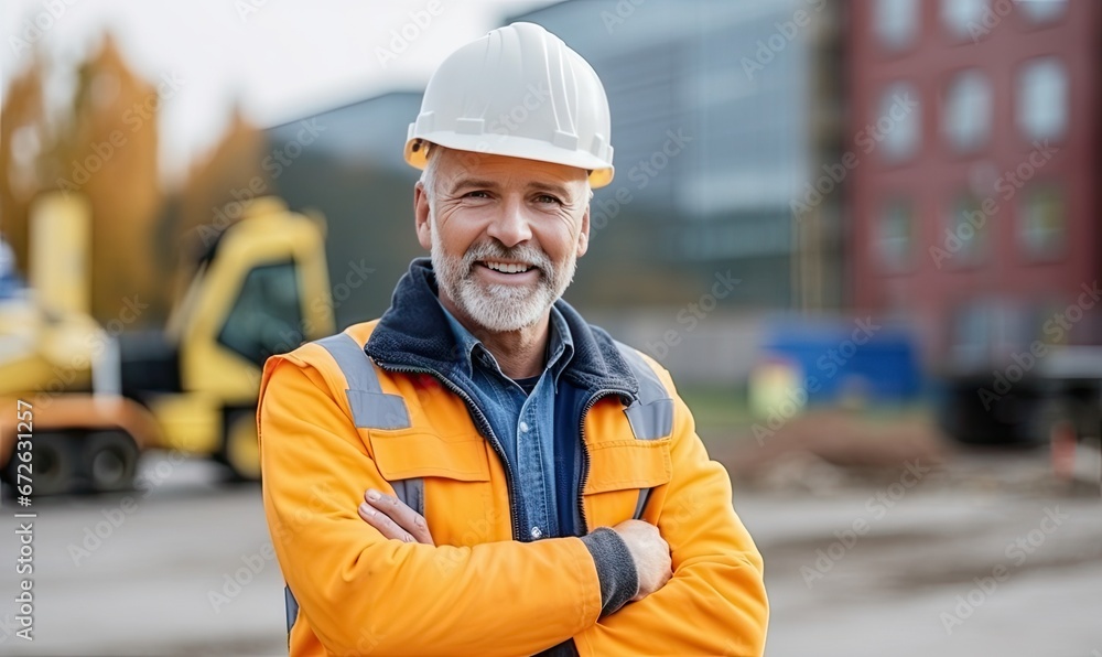 Hardworking Construction Worker With Protective Gear Hardworking Construction Worker With Protective Gear