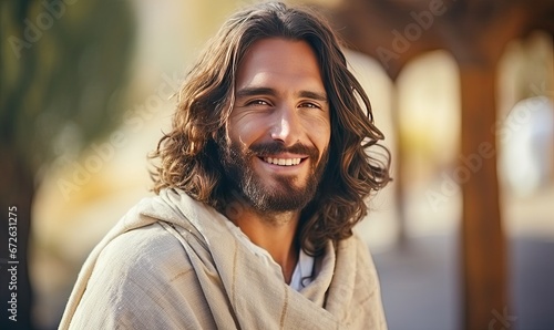 Jesus Christ in Flowing Garments, Embracing Tranquility and Grace
