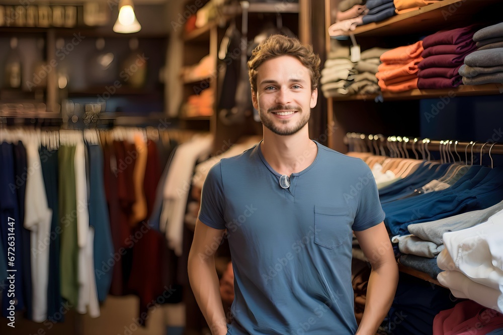 Fototapeta premium smiling man clothing shop owner