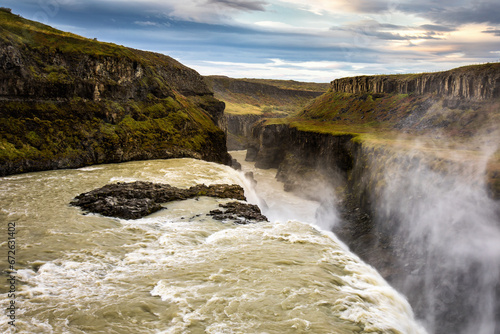 Europiens most powerful waterfall Gullfoss, Iceland.