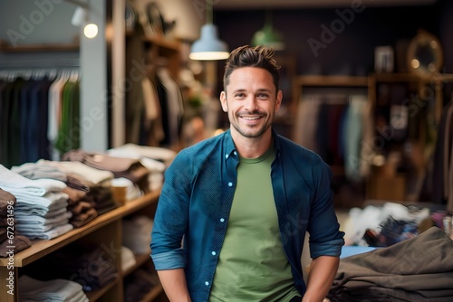smiling man clothing shop owner