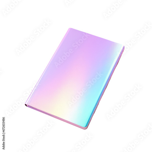 Holographic notebook mockup isolated on transparent background,transparency 