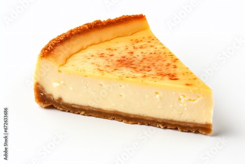 a piece of cheesecake on a white surface