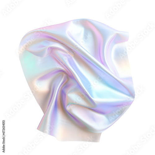 holographic fabric with wavy folds isolated on transparent background transparency 