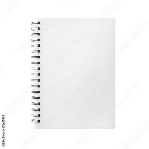 White notebook mockup isolated on transparent background,transparency 