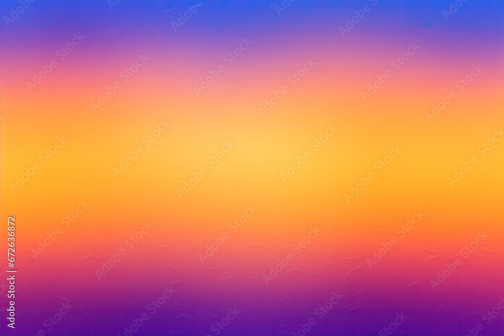 A purple, orange, yellow and indigo color gradient. Grain, noise effect. Abstract background, banner, blurry. Design. Pattern, color palette. Gradient. Colorful backdrop. Iridescent color mix