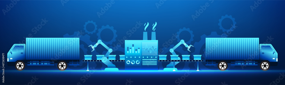 Transportation In Manufacturing Industry 4.0 business technology, manufacturing industry where machines ...
