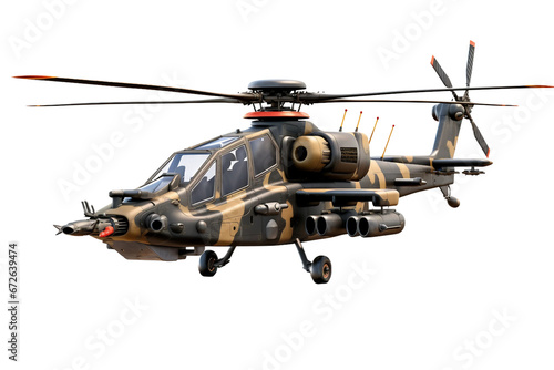 Attack Helicopter on a White Canvas Isolated on transparent background