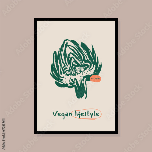 Minimalist hand drawn artichoke vector illustration collection. Art for postcards, branding, logo design, background.