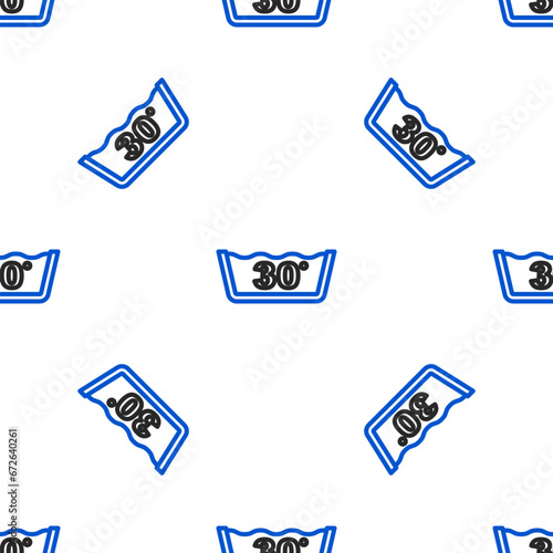 Line Washing under 30 degrees celsius icon isolated seamless pattern on white background. Temperature wash. Colorful outline concept. Vector