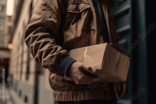 Crop man with book on street